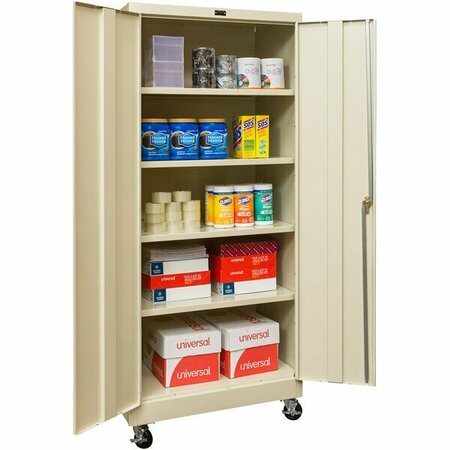 HALLOWELL 48'' x 24'' x 72'' Tan Mobile Storage Cabinet with Solid Doors - Unassembled 425S24M-PT 434425S24MPT